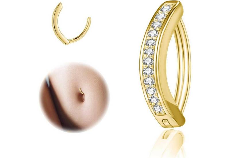 ZS Bauchnabelpiercing 14G Silber 925 Diamanten Clicker Bauchnabel Piercing Magnetisch von ZS