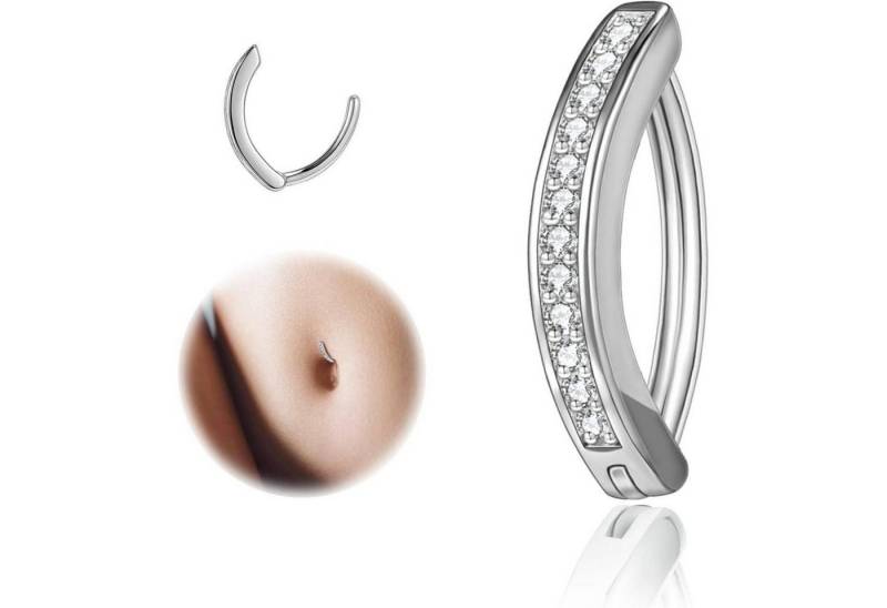 ZS Bauchnabelpiercing 14G Silber 925 Diamanten Clicker Bauchnabelpiercing Frauen ZS Bauchnabelpiercing 14G Silber 925 Diamanten Clicker Bauchnabelpiercing Frauen von ZS