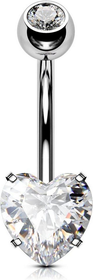 OUFER Bauchnabelpiercing 14G Titan Bauchnabelpiercing Herz Clear CZ Belly Button Piercing von OUFER