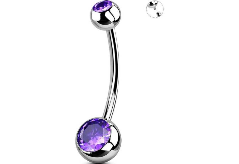 LuxusKollektion Bauchnabelpiercing 14G Titan Bauchnabelpiercing Violett mit Zirkon 1.6mm 14mm von LuxusKollektion