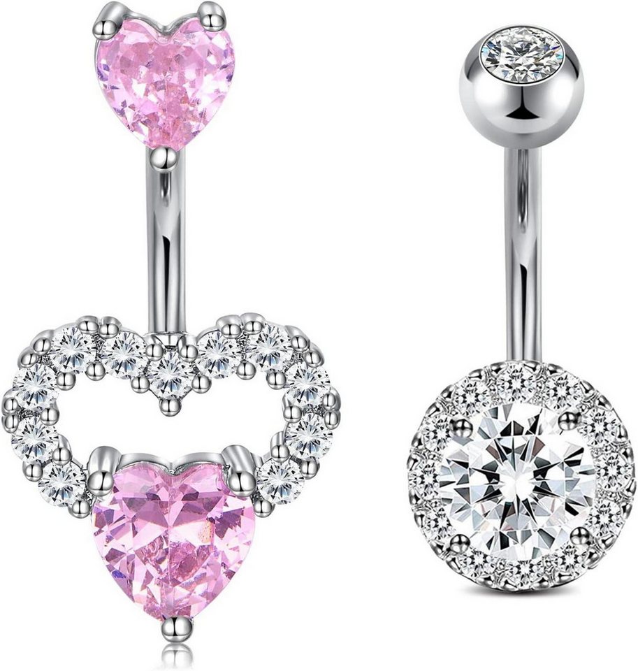 Crdifu Bauchnabelpiercing 2er Bauchnabelpiercing 10mm Silber Herz Kristall Chirurgenstahl Crdifu Bauchnabelpiercing 2er Bauchnabelpiercing 10mm Silber Herz Kristall Chirurgenstahl von Crdifu