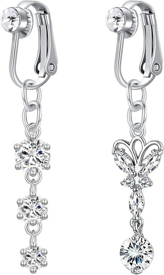 Crdifu Bauchnabelpiercing 2er Fake Bauchnabelpiercing Clips Klemme Ring Silber mit Anhänger Crdifu Bauchnabelpiercing 2er Fake Bauchnabelpiercing Clips Klemme Ring Silber mit Anhänger von Crdifu