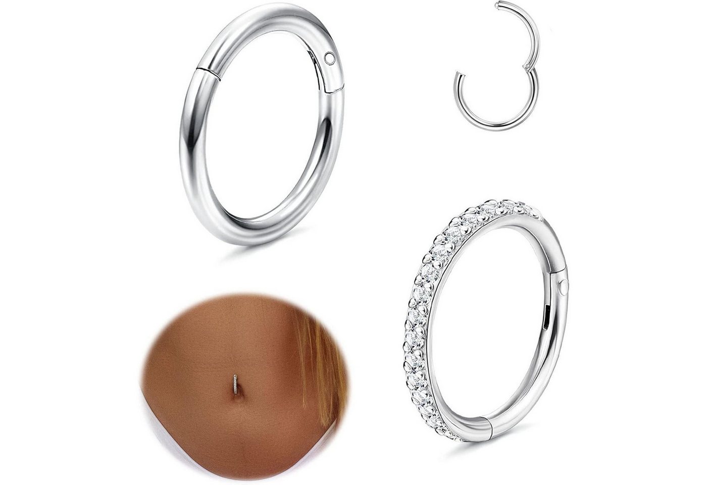 Diamday Bauchnabelpiercing 2pcs Bauchnabelpiercing Hoop Bananabell Chirurgenstahl Belly Ring von Diamday