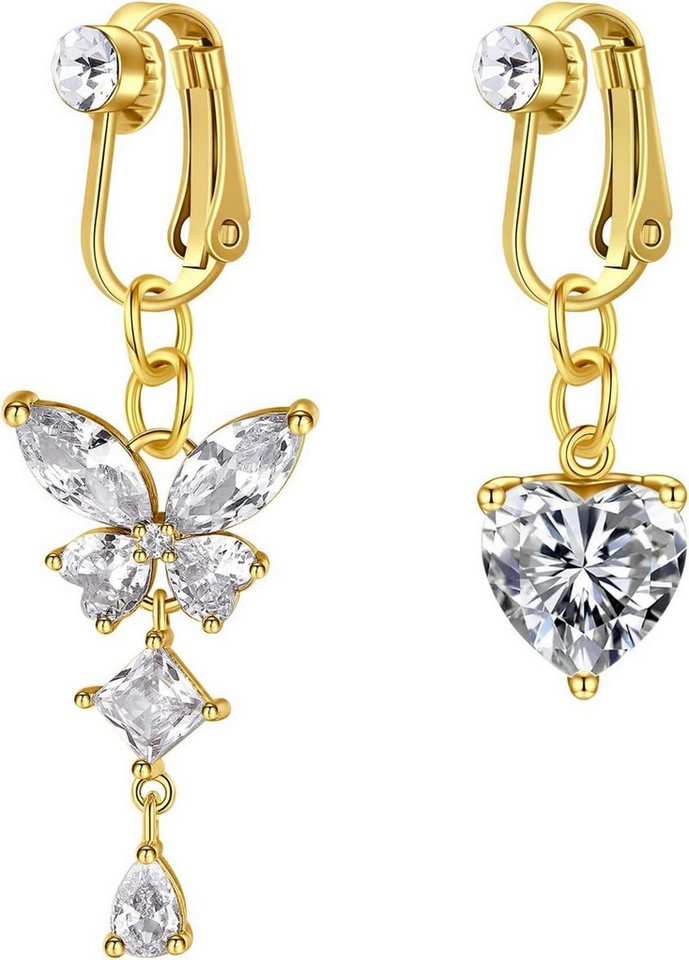 LuxusKollektion Bauchnabelpiercing 2stk Fake Bauchnabelpiercing Rings Gold Faux Bauchpiercing Clip On von LuxusKollektion