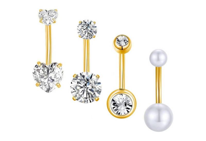 Gojewen Bauchnabelpiercing 3-4stk Bauchnabelpiercing 6mm-14mm Chirurgenstahl Schmuck Silber Gold von Gojewen