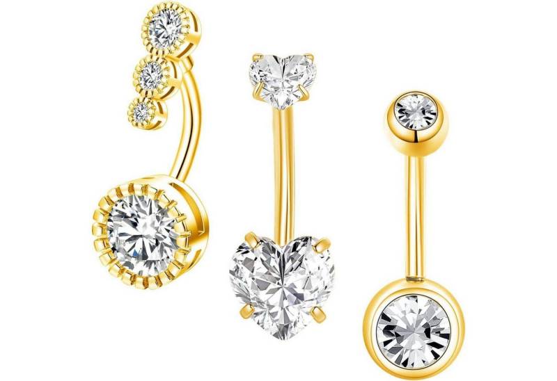 Besyvvin Bauchnabelpiercing 3er Bauchnabelpiercing Set 14 Gauge Chirurgenstahl Zirkonia 12mm von Besyvvin
