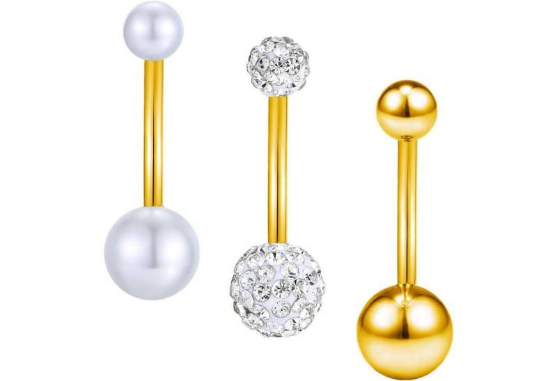 Besyvvin Bauchnabelpiercing 3er Bauchnabelpiercing Set 14G Chirurgenstahl Zirkonia 16mm Silber von Besyvvin