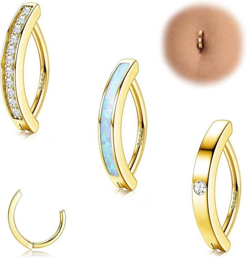 FIOROYAL Bauchnabelpiercing 3er Set 14G Bauchnabelpiercing Silber 925 Hypoallergen Clicker Reverse von FIOROYAL