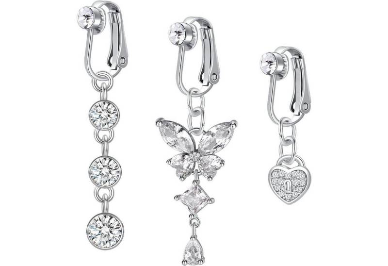 AceFun Bauchnabelpiercing 3er Set Fake Bauchnabel Bars Clip-on Piercing Chirurgenstahl CZ Faux von AceFun