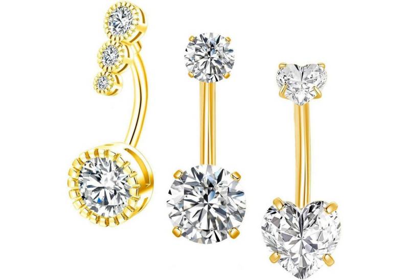 Gojewen Bauchnabelpiercing 3stk Bauchnabelpiercing Chirurgenstahl 14mm Silber Gold Herz Damen Gojewen Bauchnabelpiercing 3stk Bauchnabelpiercing Chirurgenstahl 14mm Silber Gold Herz Damen von Gojewen