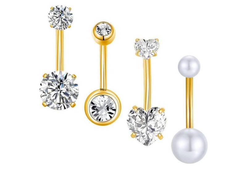 Gojewen Bauchnabelpiercing 4er Set Bauchnabelpiercing Chirurgenstahl Cubic Zirkonia 14mm von Gojewen