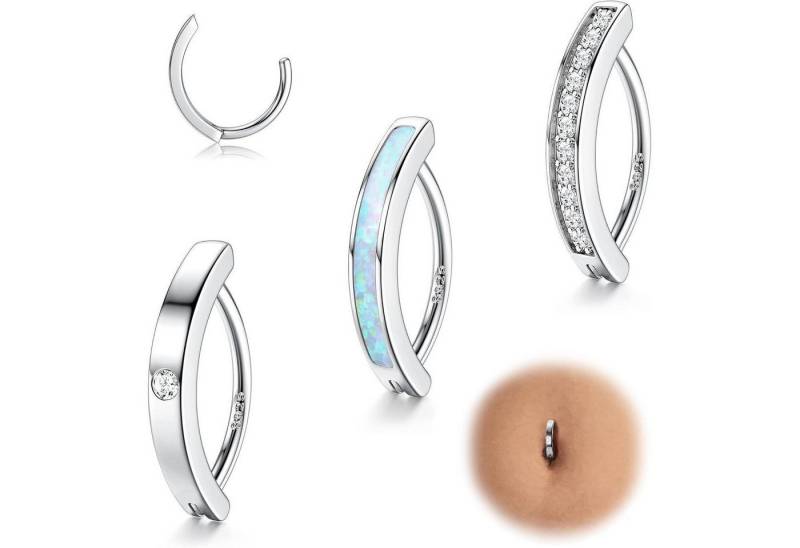 Chriscoco Bauchnabelpiercing 925 Silber Bauchnabelpiercing Ring mit Opal CZ Clicker Hoop von Chriscoco