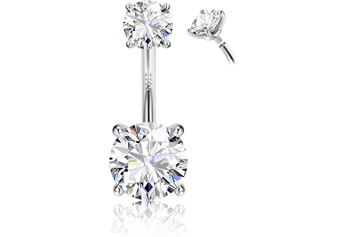 LuxusKollektion Bauchnabelpiercing Bauchnabelpiercing 14G 925 Silber Zirkonia Ring 6MM Sterlingsilber von LuxusKollektion