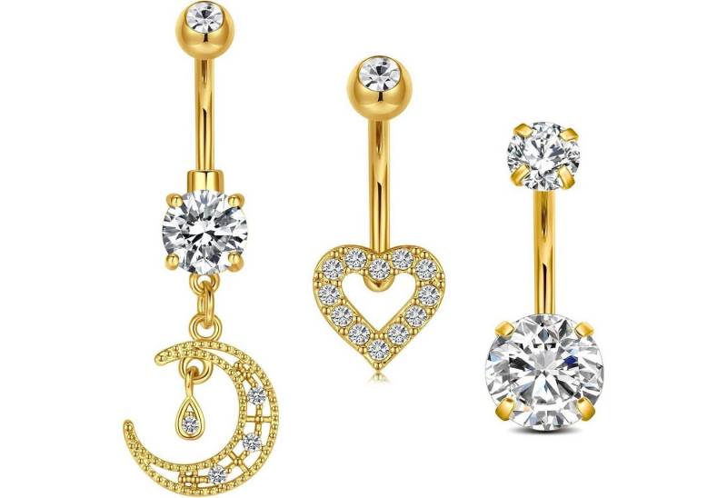 AVYRING Bauchnabelpiercing Bauchnabelpiercing 14G Chirurgenstahl Silber Gold Zirkon Frauen Rund von AVYRING