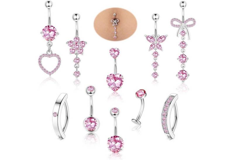 Diamday Bauchnabelpiercing Bauchnabelpiercing 14G Chirurgischer Silber/Gold CZ Clicker von Diamday