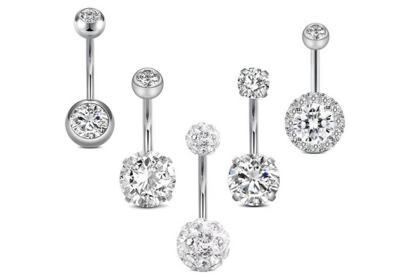 Aucuu Bauchnabelpiercing Bauchnabelpiercing 14G Edelstahl Schmuck Damen Herren 5er Set von Aucuu
