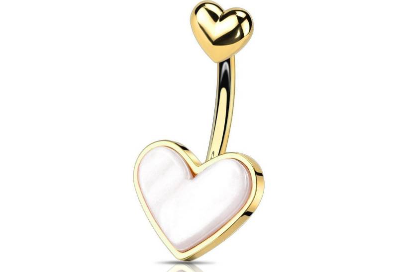 LuxusKollektion Bauchnabelpiercing Bauchnabelpiercing 14G Herz 316L 10mm Opal Rosa Gold von LuxusKollektion