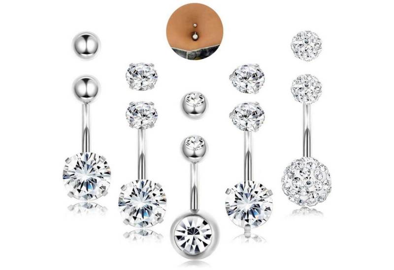 Diamday Bauchnabelpiercing Bauchnabelpiercing 14G Silber/Gold Chirurgenstahl CZ Belly Piercing von Diamday