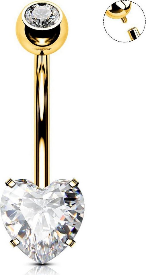 LuxusKollektion Bauchnabelpiercing Bauchnabelpiercing 14G Titan Herz Gold 14mm Frauen Schmuck von LuxusKollektion