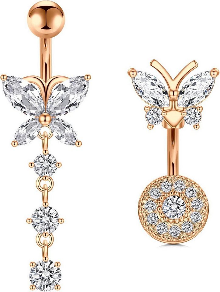 LAURITAMI Bauchnabelpiercing Bauchnabelpiercing 2er Set Chirurgenstahl 14G 6mm Piercing Set LAURITAMI Bauchnabelpiercing Bauchnabelpiercing 2er Set Chirurgenstahl 14G 6mm Piercing Set von LAURITAMI