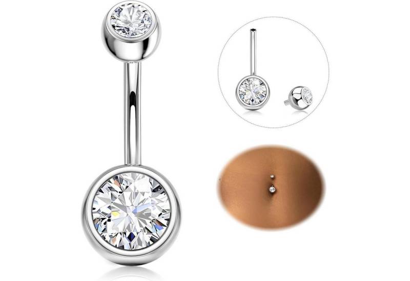 LuxusKollektion Bauchnabelpiercing Bauchnabelpiercing 316L Silber 14G Nabelring Innengewinde Klar Cz 10mm von LuxusKollektion