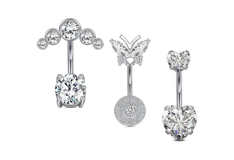 AceFun Bauchnabelpiercing Bauchnabelpiercing 3er Set Edelstahl 14G Nabelring Damen Schmuck von AceFun