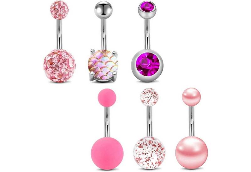 Mayhoop Bauchnabelpiercing Bauchnabelpiercing Chirurgenstahl CZ Kugel 6-12 Stück 14g 10mm für von Mayhoop