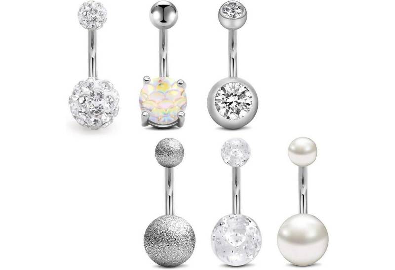 Mayhoop Bauchnabelpiercing Bauchnabelpiercing Chirurgenstahl Silber Opal Zirkonia Herz 10 mm 6 von Mayhoop