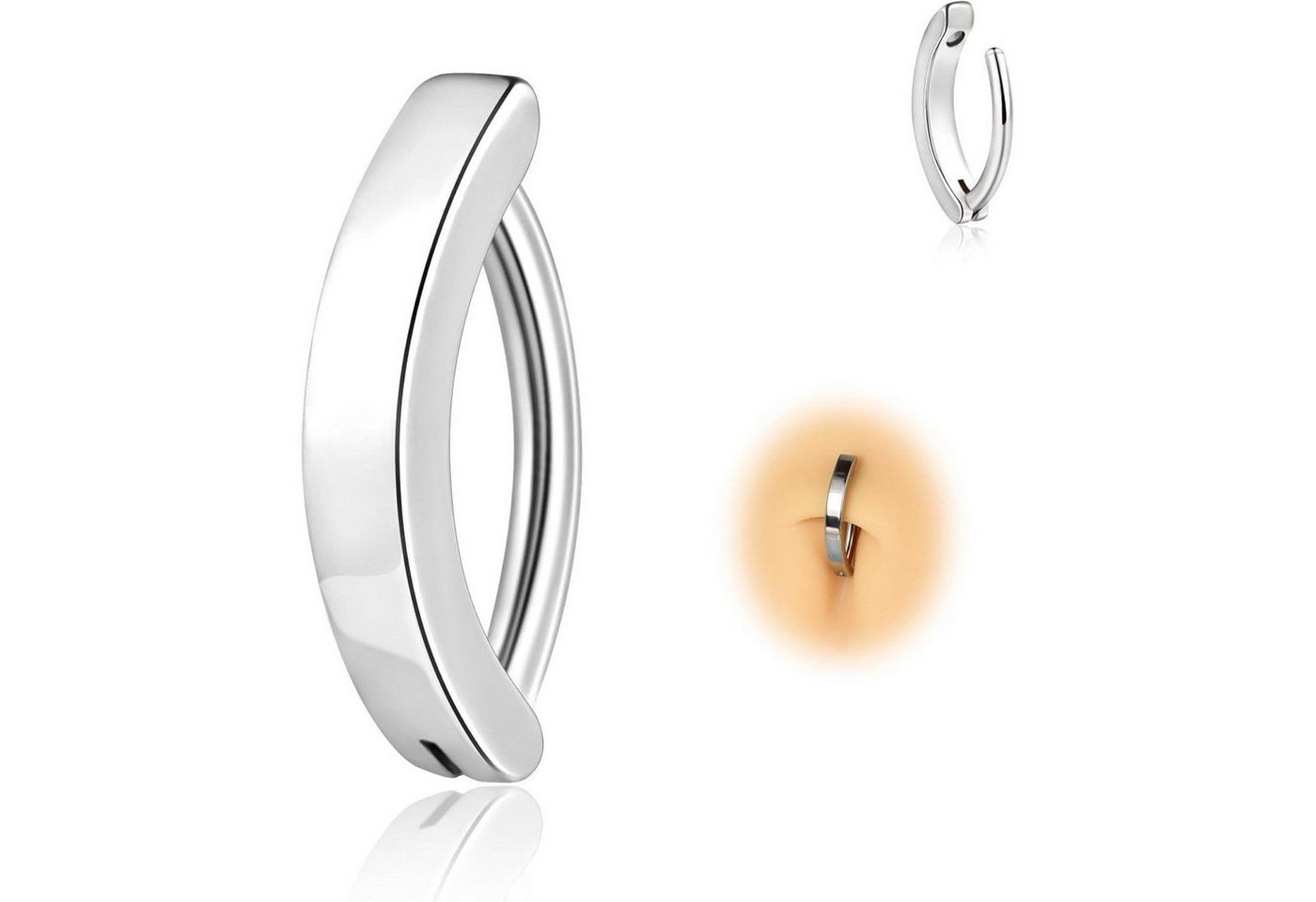 LuxusKollektion Bauchnabelpiercing Bauchnabelpiercing Clicker 14G Titan Zirkonia Schwarz Silber-12mm von LuxusKollektion