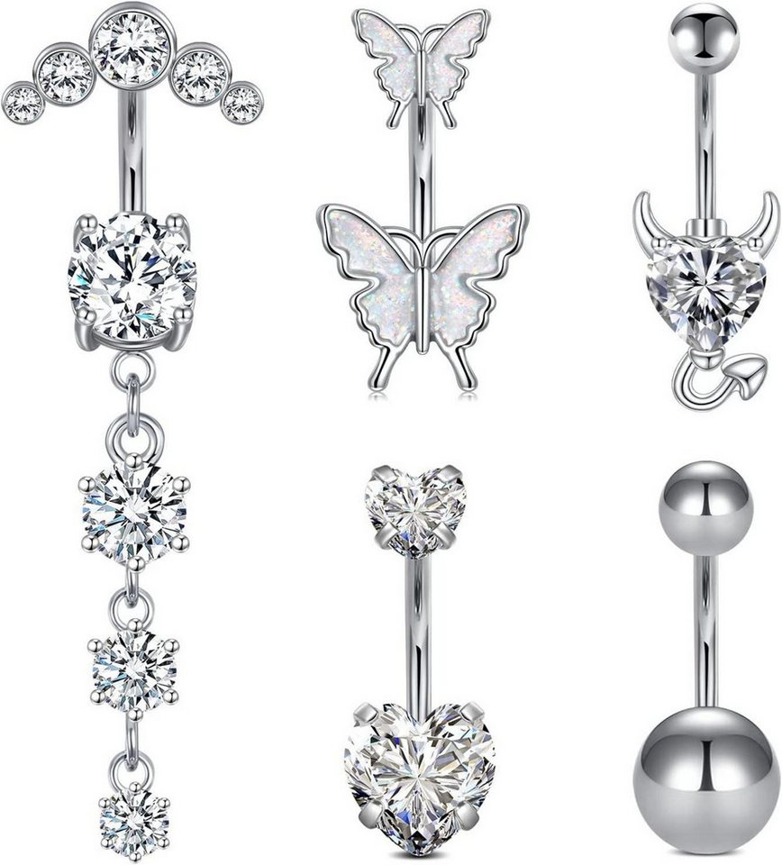 LAURITAMI Bauchnabelpiercing Bauchnabelpiercing Set 14G Stab 10mm Chirurgenstahl 5stk Piercing Set LAURITAMI Bauchnabelpiercing Bauchnabelpiercing Set 14G Stab 10mm Chirurgenstahl 5stk Piercing Set von LAURITAMI