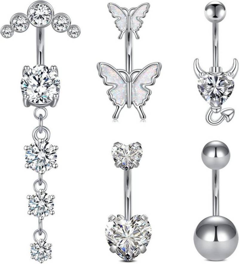 LAURITAMI Bauchnabelpiercing Bauchnabelpiercing Set 14G Stab 10mm Chirurgenstahl 5stk Piercing Set von LAURITAMI