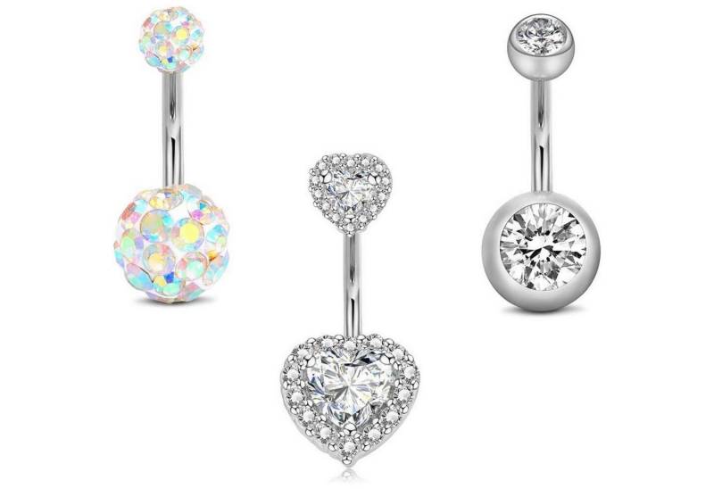 Rajnard Bauchnabelpiercing Bauchnabelpiercing Set 3er Pack Chirurgenstahl 10mm 14G Silber Opal Rajnard Bauchnabelpiercing Bauchnabelpiercing Set 3er Pack Chirurgenstahl 10mm 14G Silber Opal von Rajnard