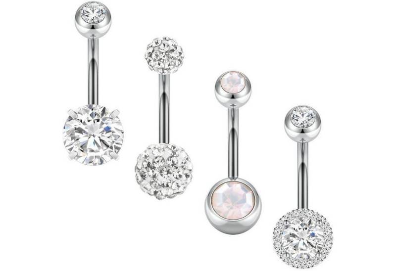 Aucuu Bauchnabelpiercing Bauchnabelpiercing Set 4 Stück 14G Hypoallergener Edelstahl Daisy von Aucuu