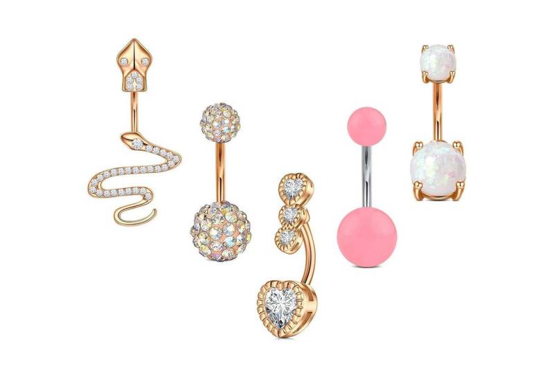 Rajnard Bauchnabelpiercing Bauchnabelpiercing Set 5 Stile 14G 10mm Chirurgenstahl Silber Opal Rajnard Bauchnabelpiercing Bauchnabelpiercing Set 5 Stile 14G 10mm Chirurgenstahl Silber Opal von Rajnard
