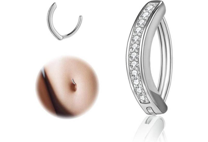 ZS Bauchnabelpiercing Bauchnabelpiercing Silber 925 Diamanten 14G Clicker Piercing von ZS
