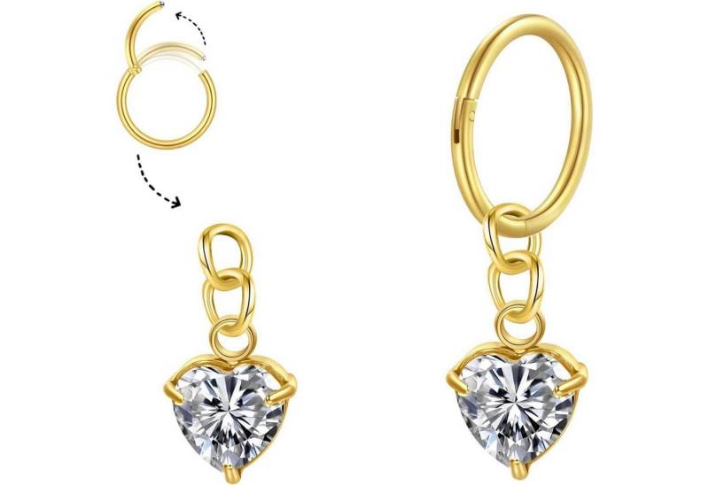 FunZing Bauchnabelpiercing Bauchnabelpiercing Silber Gold Dangle Herz Schmetterling CZ 14G 10MM FunZing Bauchnabelpiercing Bauchnabelpiercing Silber Gold Dangle Herz Schmetterling CZ 14G 10MM von FunZing