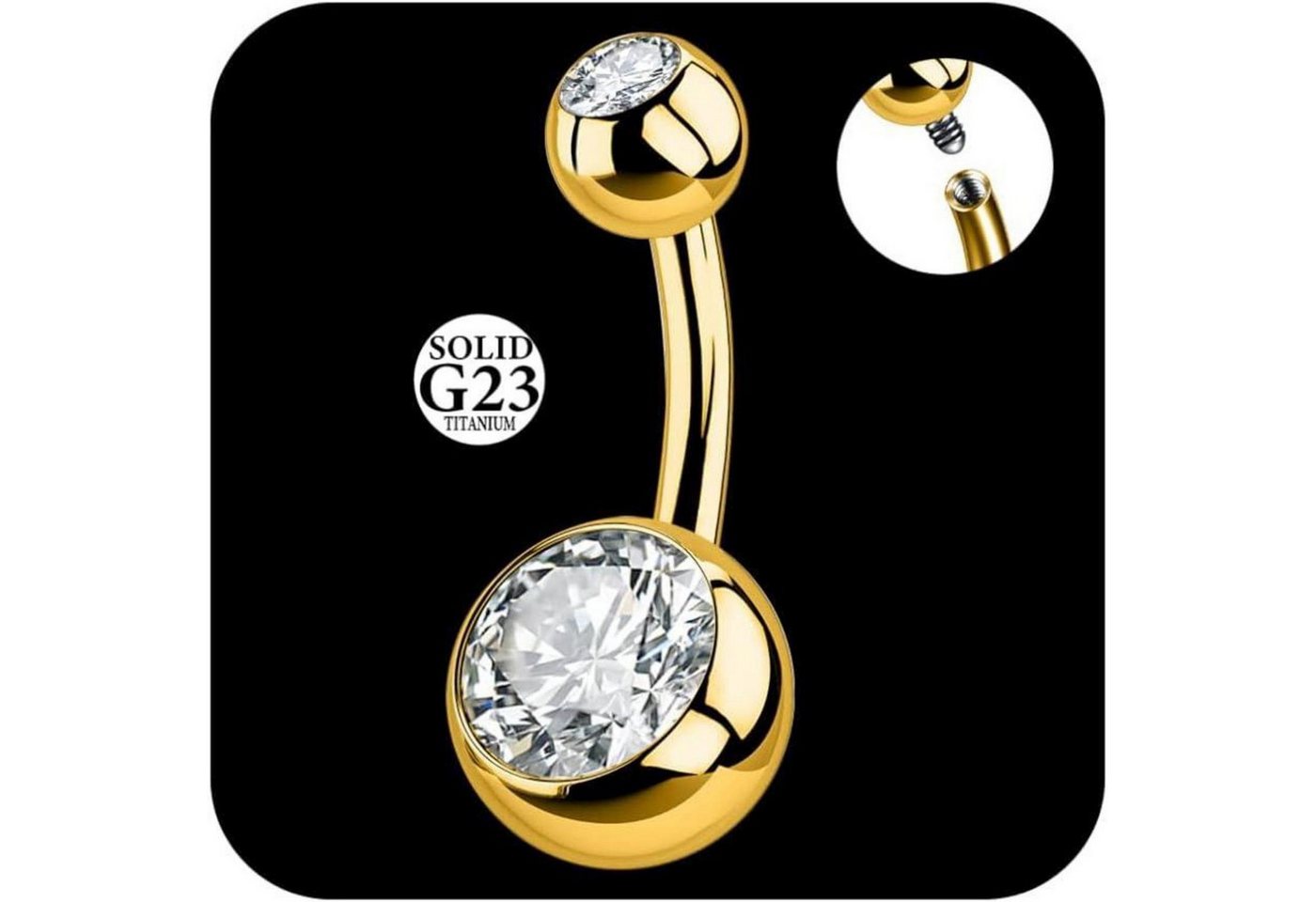 LuxusKollektion Bauchnabelpiercing Bauchnabelpiercing Titan 14G 6mm 8mm 10mm 12mm 14mm Frauen B-6mm-Gold von LuxusKollektion