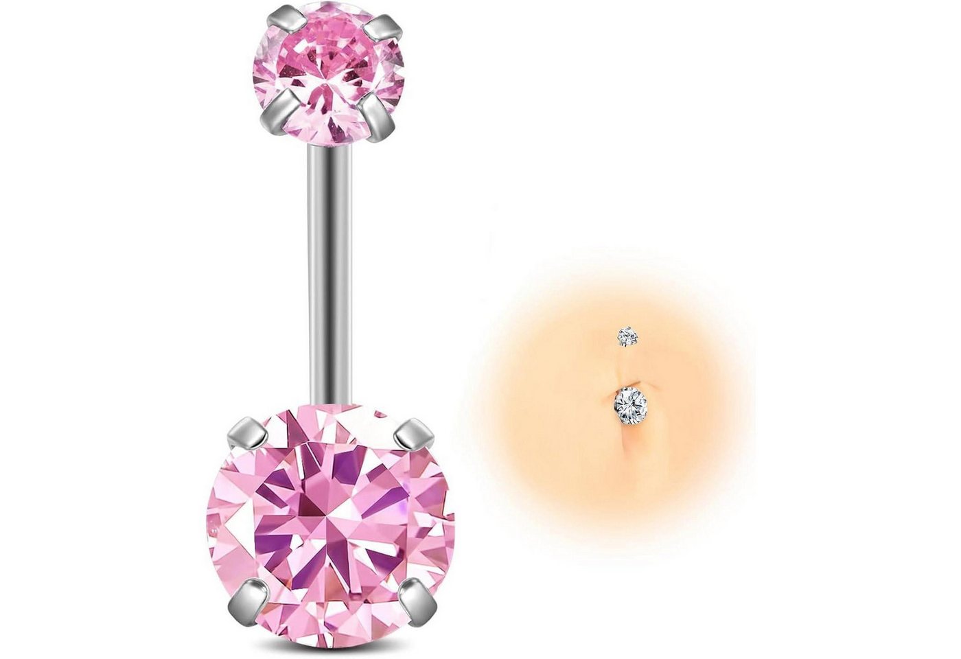 LuxusKollektion Bauchnabelpiercing Bauchnabelpiercing Titan G23 14G 10MM Gold Silber Damen 12MM pink von LuxusKollektion