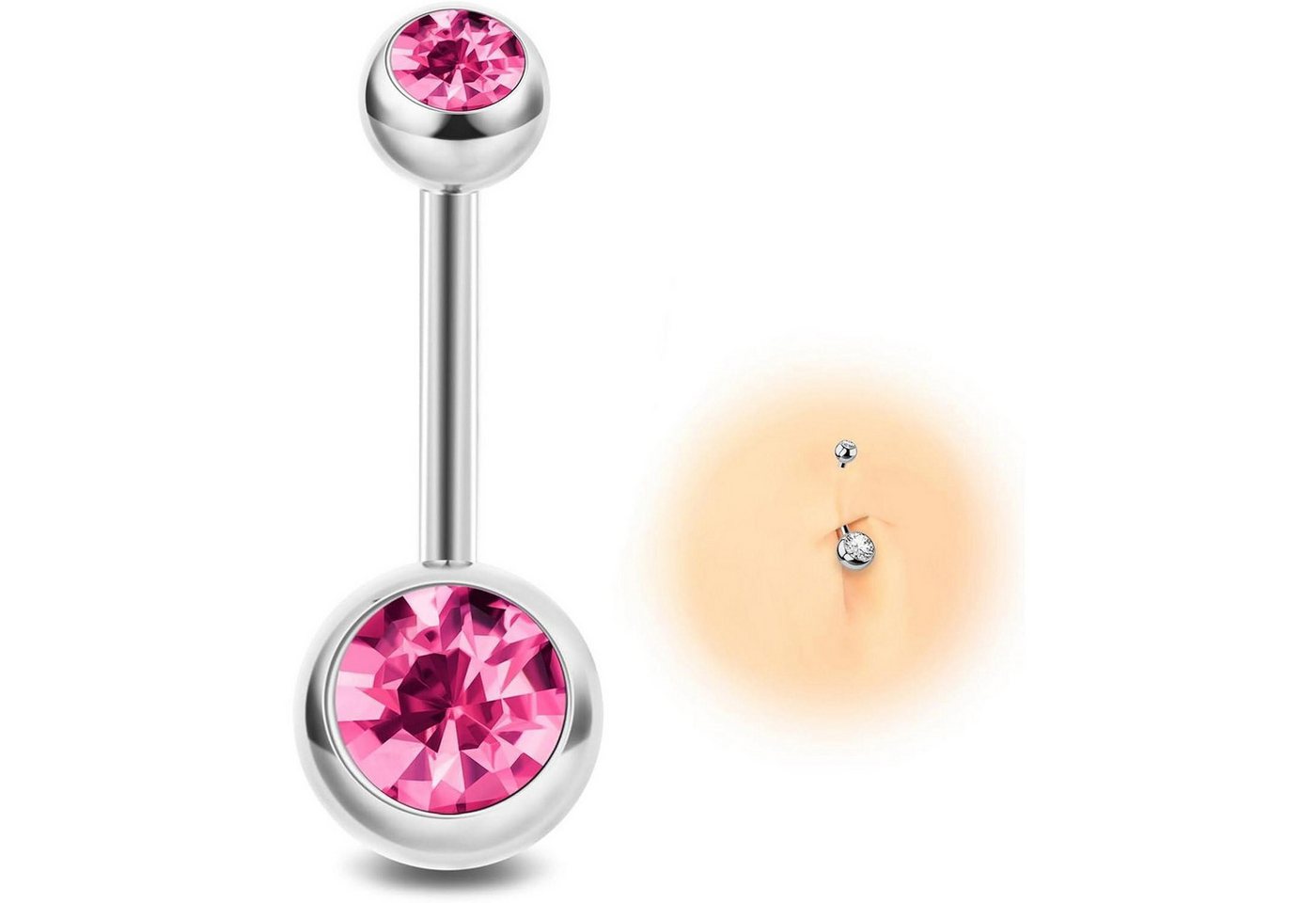 LuxusKollektion Bauchnabelpiercing Bauchnabelpiercing Titan G23 14G 12MM Gold Silber Damen 10MM pink von LuxusKollektion
