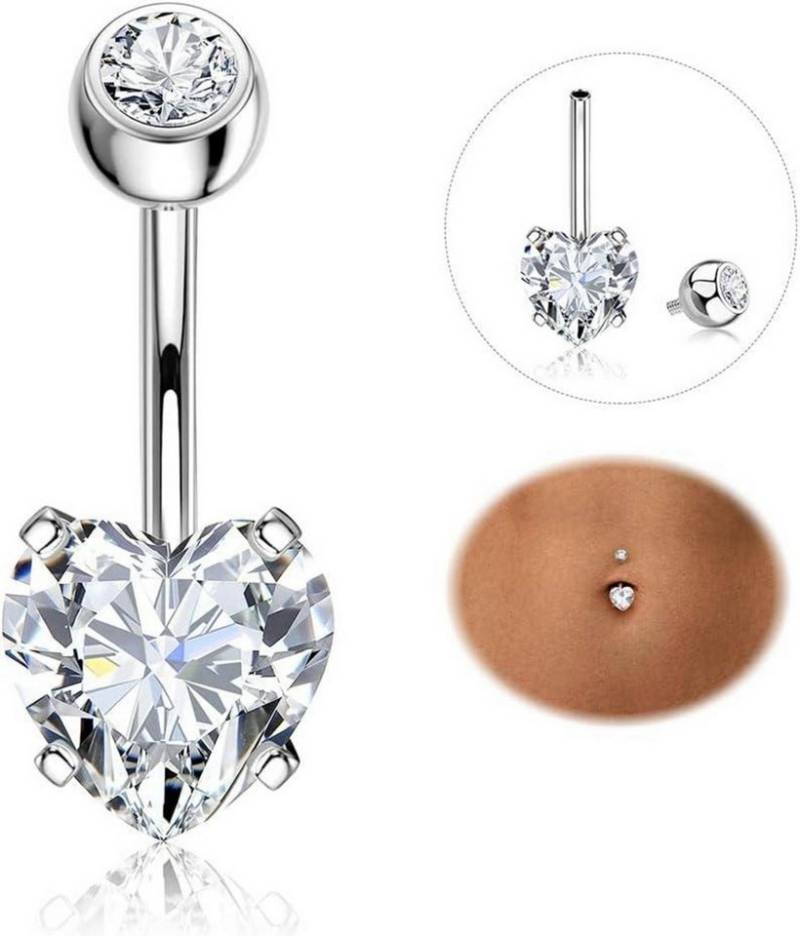 YADOCA Bauchnabelpiercing Bauchnabelpiercing Titan Silber Gold 14G CZ Lang Ring Körperpiercing von YADOCA