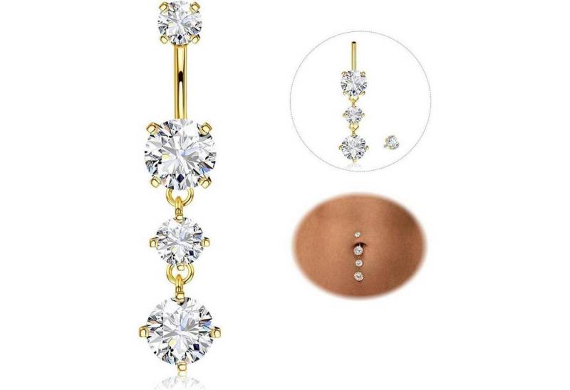 YADOCA Bauchnabelpiercing Bauchnabelpiercing Titan Silber Gold 14G CZ Ring Schmuck von YADOCA