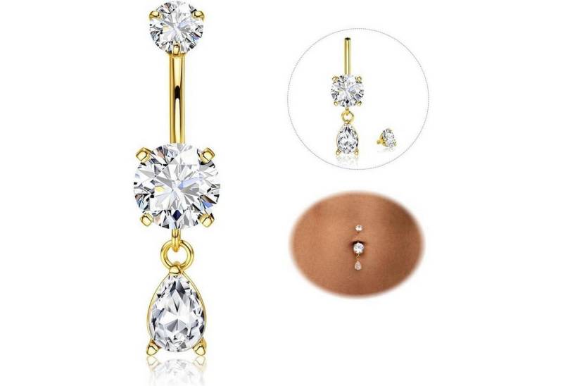 YADOCA Bauchnabelpiercing Bauchnabelpiercing Titan Silber Gold CZ 14G Ring Körperpiercing von YADOCA