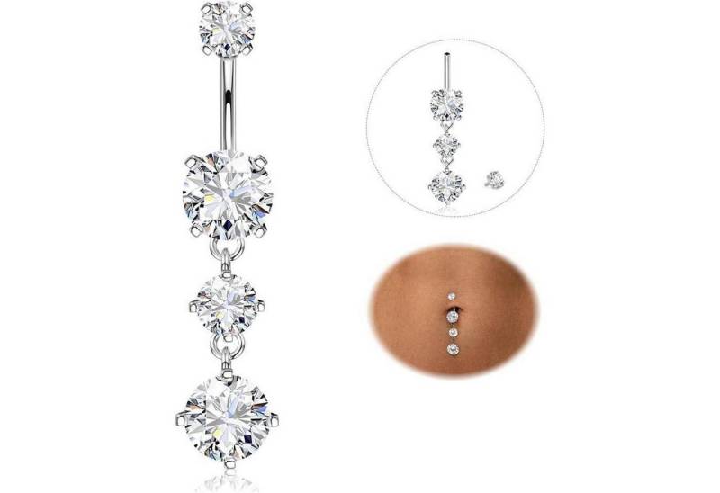 YADOCA Bauchnabelpiercing Bauchnabelpiercing Titan Silber Gold Zirkonia 14G Bauchnabelpiercing von YADOCA