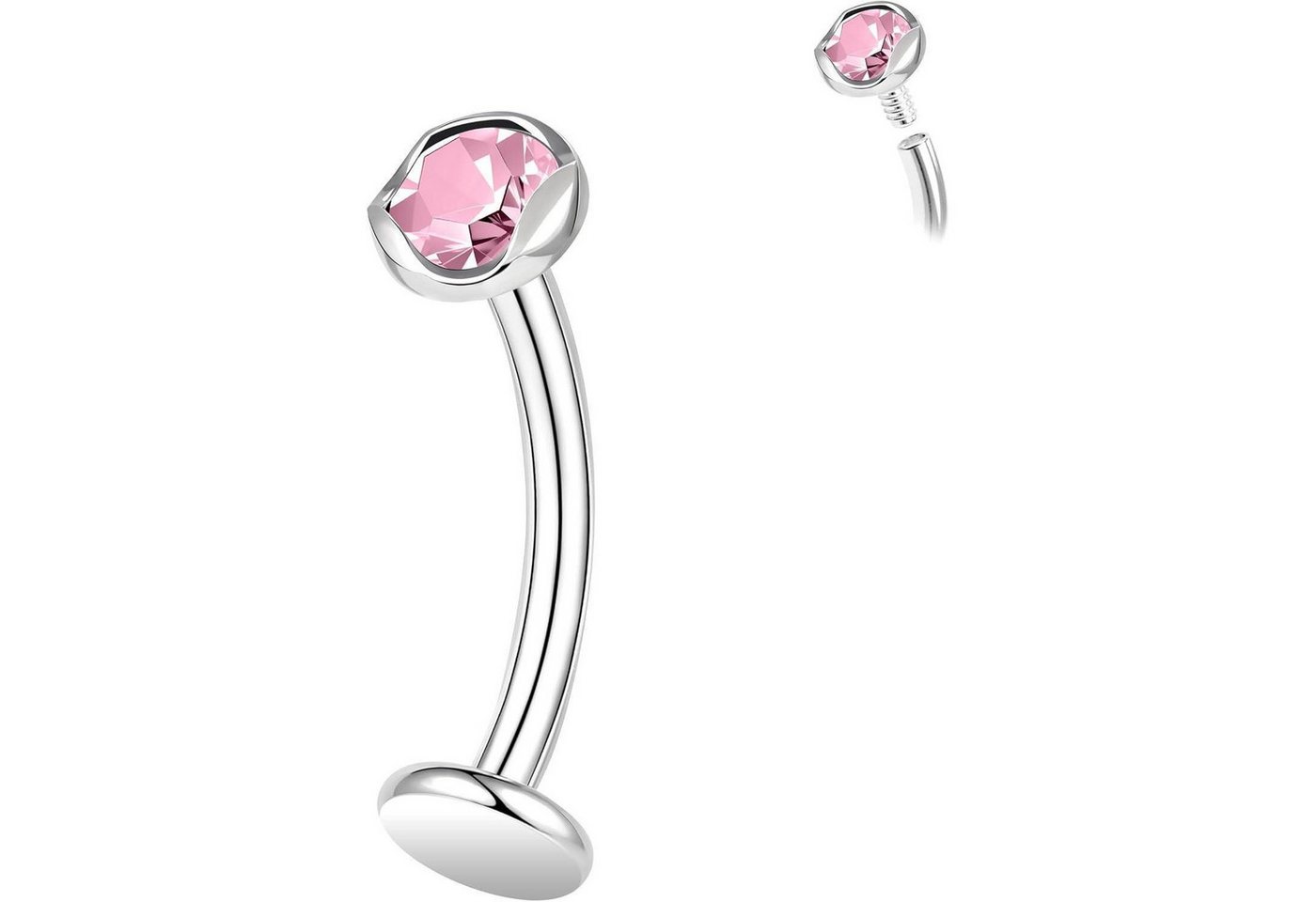 LuxusKollektion Bauchnabelpiercing Bauchnabelring Titan 14G Zirkonia Barbell Innengewinde Rosa CZ L:8mm von LuxusKollektion