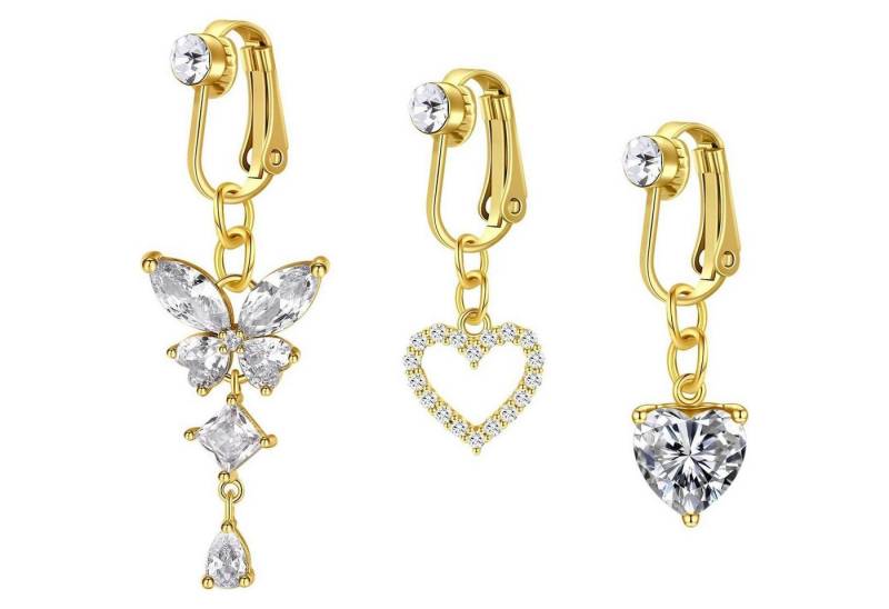 MODRSA Bauchnabelpiercing Fake Bauchnabelpiercing Damen Chirurgenstahl Schmetterling Herz Mond von MODRSA