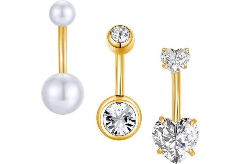 Besyvvin Bauchnabelpiercing Herz Bauchnabelpiercing 8mm Stablänge Chirurgenstahl Silber Gold von Besyvvin