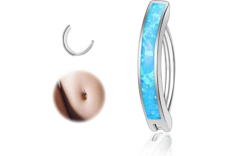 ZS Bauchnabelpiercing Opal Bauchnabelpiercing 14G Silber 925 Reverse Curved Klicker von ZS