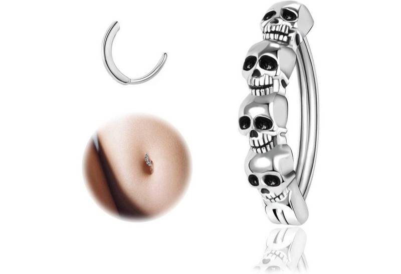 ZS Bauchnabelpiercing Schädel Clicker Piercing Bauchnabel 14G Silber 925-Punk Frauen von ZS