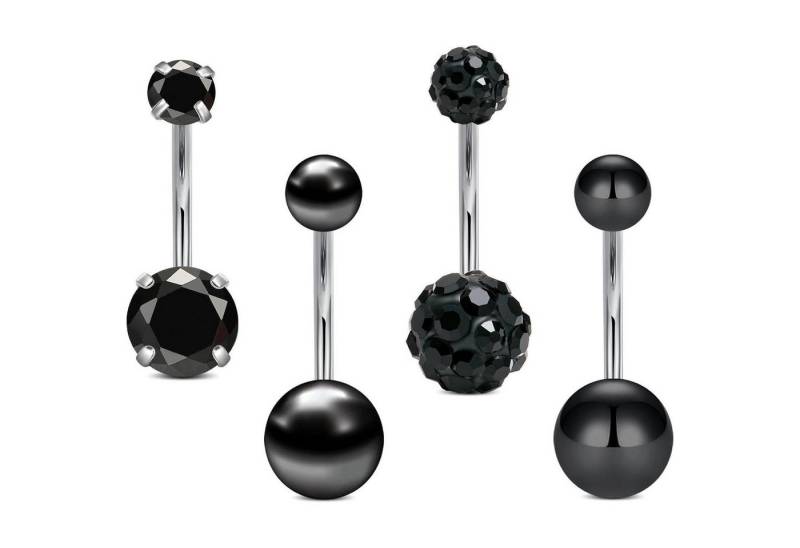 Rajnard Bauchnabelpiercing Schwarzes Bauchnabelpiercing Edelstahl 14g 12mm Barbell Piercing Set von Rajnard