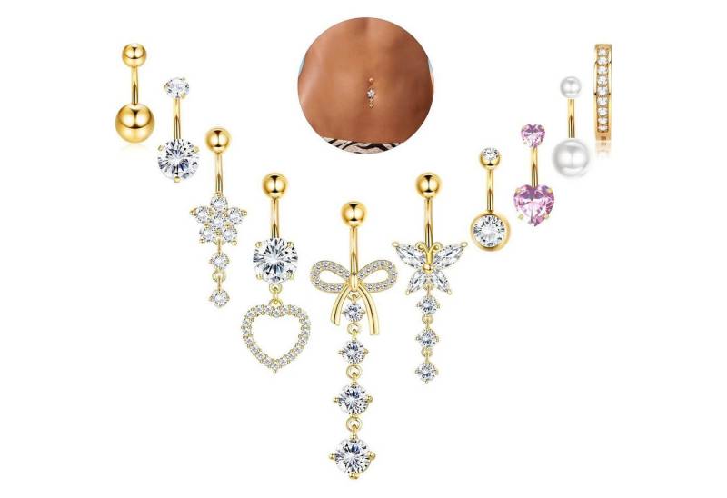 YADOCA Bauchnabelpiercing-Set 10 Stk. 14G Bauchnabelpiercing Damen Chirurgenstahl CZ Schlange von YADOCA
